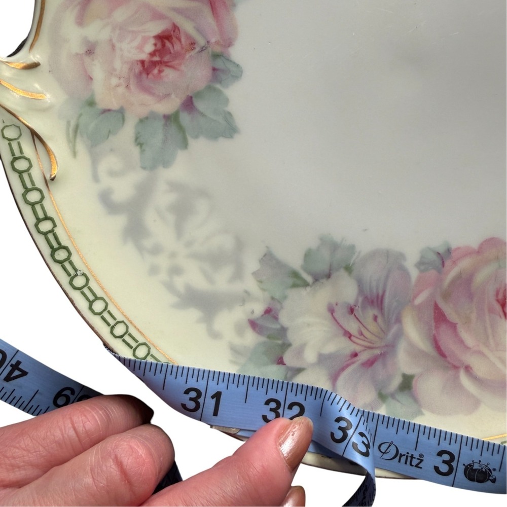 Antique German (K&L) Porcelain Handled Serving Platter Pink Roses Gold c.1910 - Picture 16 of 16